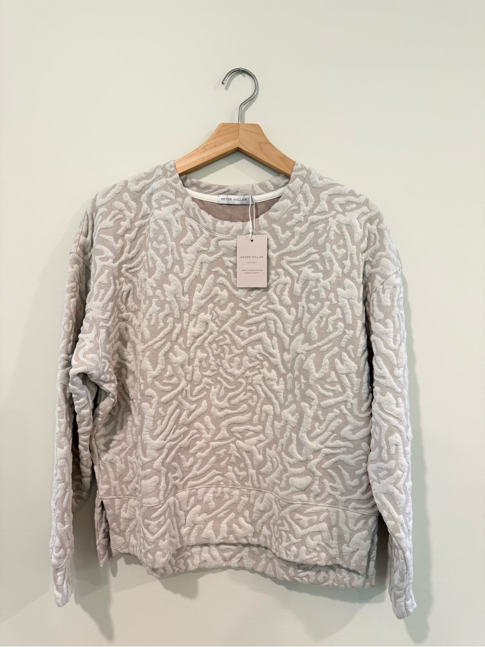 Peter Millar Women’s Cream/Beige Jacquard Knit Jersey Crewneck Pullover - S